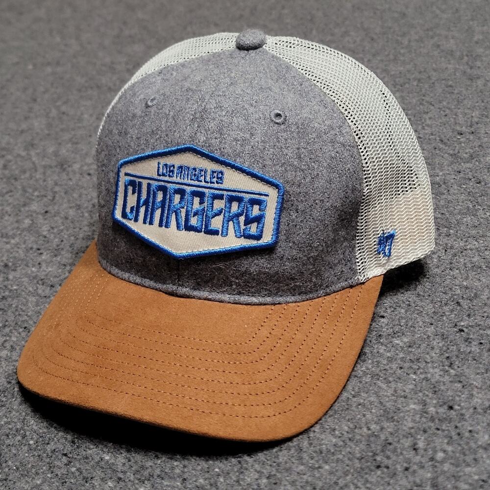 LA Chargers Hat Baseball Cap Mens Gray Brown Blue '47 Drover Trucker Snapback